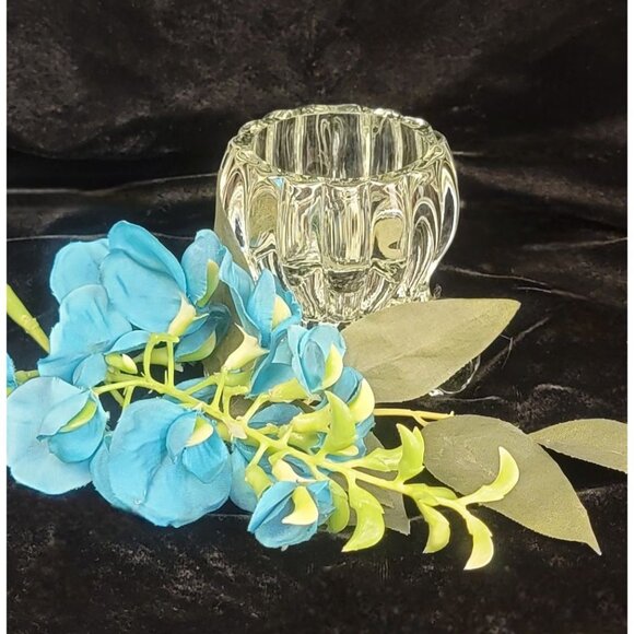 Vintage Jeannette Glass National Pattern Three-Toed Clear Glass Candleholder - Picture 13 of 14